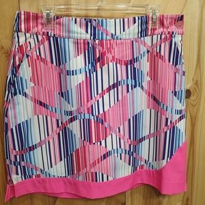 EP Pro Stretch Athletic Golf Pink/Blue Print Side Zip Skort Sz 10 Pickleball‎